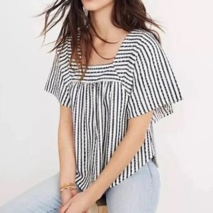 Madewell blue and white striped butterfly blouse size medium   TA